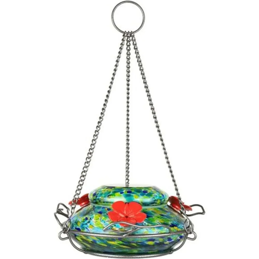 Hand Blown Illuminated Top Fill Hummingbird Feeder